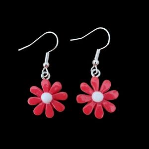 Red Retro Flower Earrings